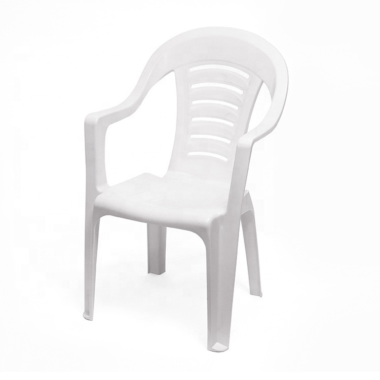 Factory supply cheap white plastic chairs with arms