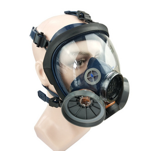 Chemical Gas Respirator Protection for Spraying Painting Rubber Face Mask Two Cartridges Full Gas Mask Respirator