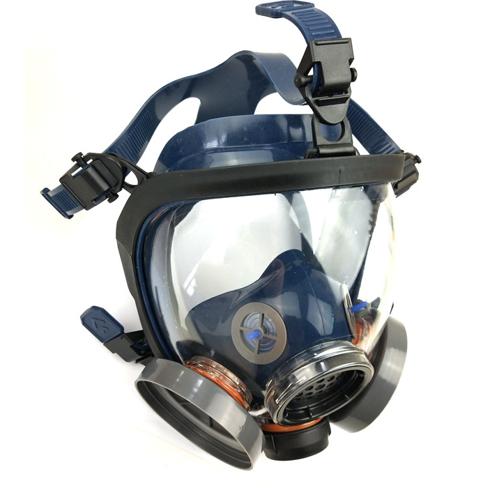 Chemical Gas Respirator Protection for Spraying Painting Rubber Face Mask Two Cartridges Full Gas Mask Respirator