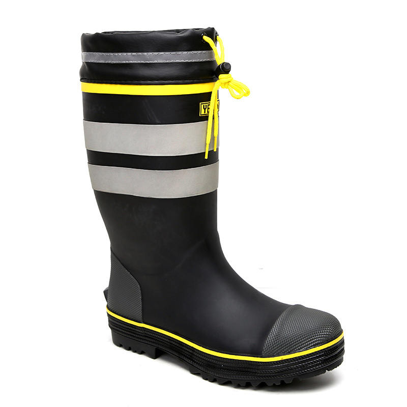 Winter Firefighter Rubber Steel Toe Cap Industrial Safety Rain Boots Men