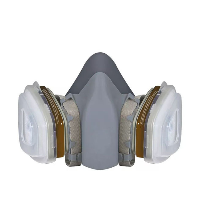 PPE PLUS Grey TPE Half Face Mask Respirator Air Purifying Industrial Double Filters Painting Gas Mask