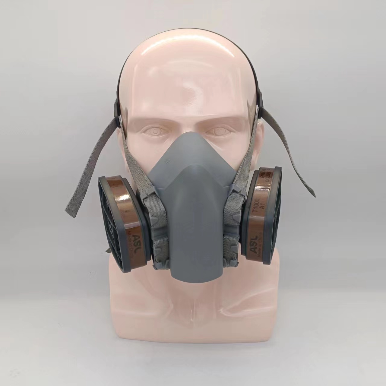 PPE PLUS Grey TPE Half Face Mask Respirator Air Purifying Industrial Double Filters Painting Gas Mask