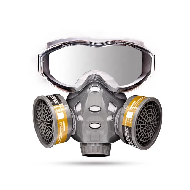 OEM High Filtration Masks Chemical Respiratory Protection Construction Half Face Gas Mask with Safety Glasses