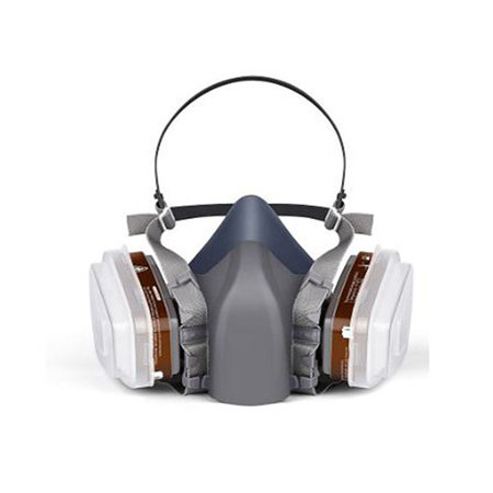 PPE PLUS Grey TPE Half Face Mask Respirator Air Purifying Industrial Double Filters Painting Gas Mask