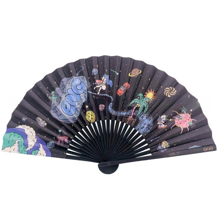 Pre Made Fan With Private Logo Luxury Silk Bamboo Personalized White Handheld Folding Fan Wedding Customized Printed Hand Fan