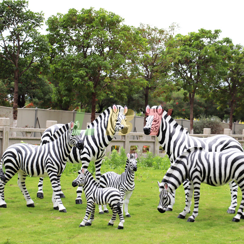 Factory Outdoor Fiberglass Decoration Large Animal Statues Resin Animal Sculpture Fiberglass Zebra Sculpture For Sale