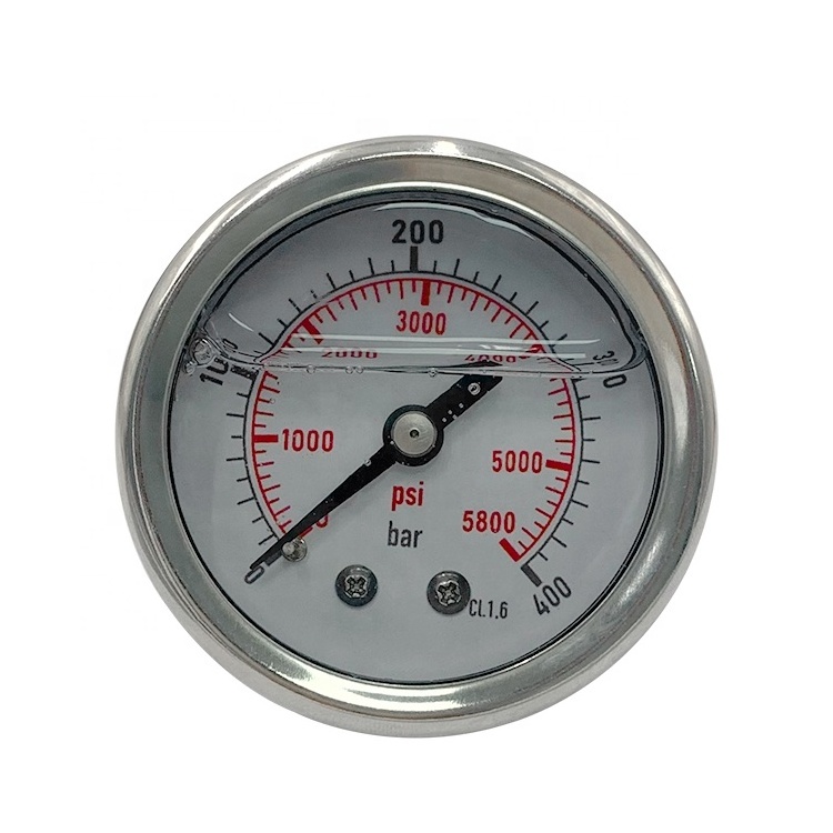 Contact mount u tube psi bourdon type hydraulic oil mpa all stainless steel glycerin filled bar pressure gauge manometer