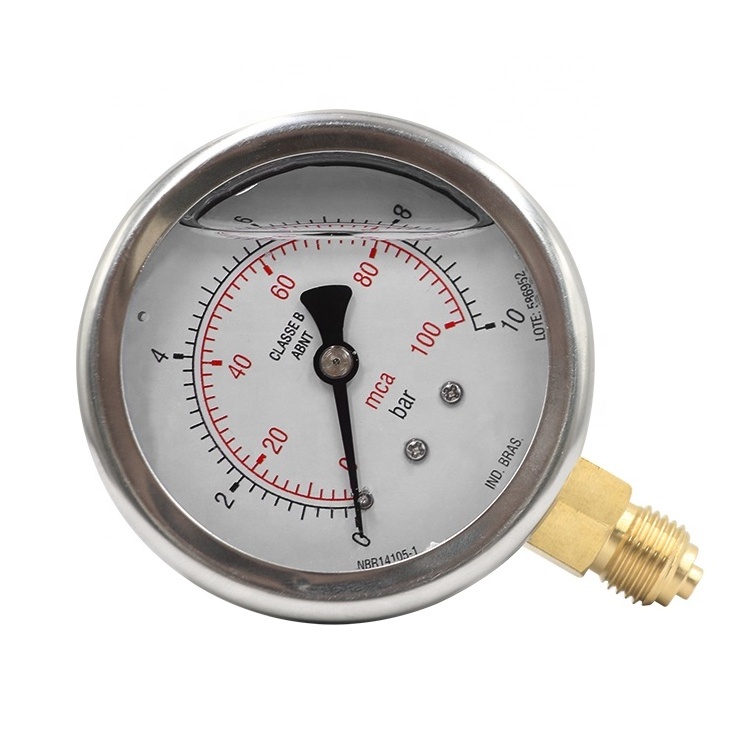 Contact mount u tube psi bourdon type hydraulic oil mpa all stainless steel glycerin filled bar pressure gauge manometer