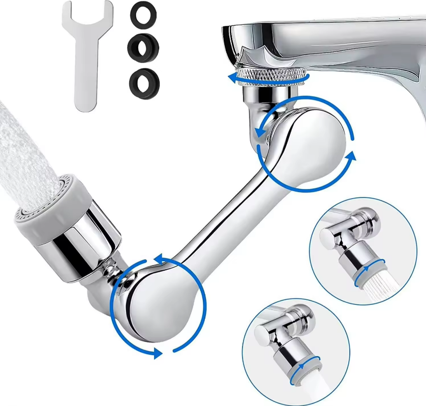 1080 Degree Rotatable Multi-Function Bathroom Sink ExtenderRotating Robotic ArmRotating Extension Faucet Aerator