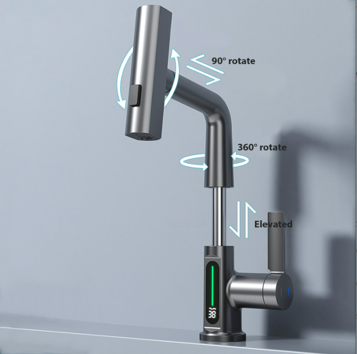 Intelligent light-emitting diode temperature digital display faucet bathroom intelligent thermostat electronic basin faucet