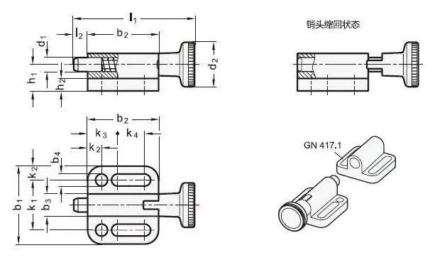 Custom GN 417 Indexing Plunger Latch Mechanisms with Pull Ring/Wire Loop for GN 417-4A 5A 6A 8A 10A 417-4B 5B 6B 8B 10B