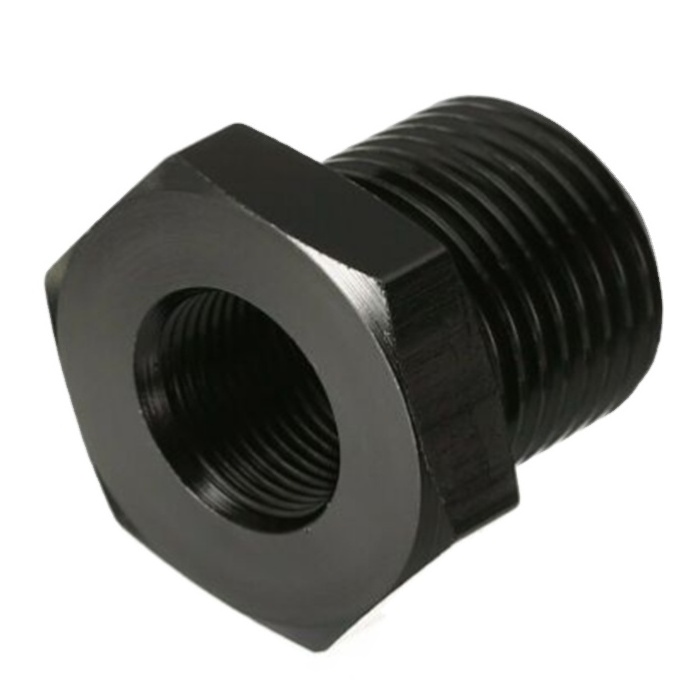 Custom CNC Machined Black steel hollow hex male female Threaded Oil Filter Adapter for Automotive