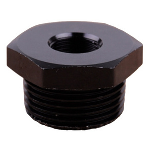 Black Anodized Aluminum Custom CNC hex internal Threaded male female thread Oil Filter Adapter