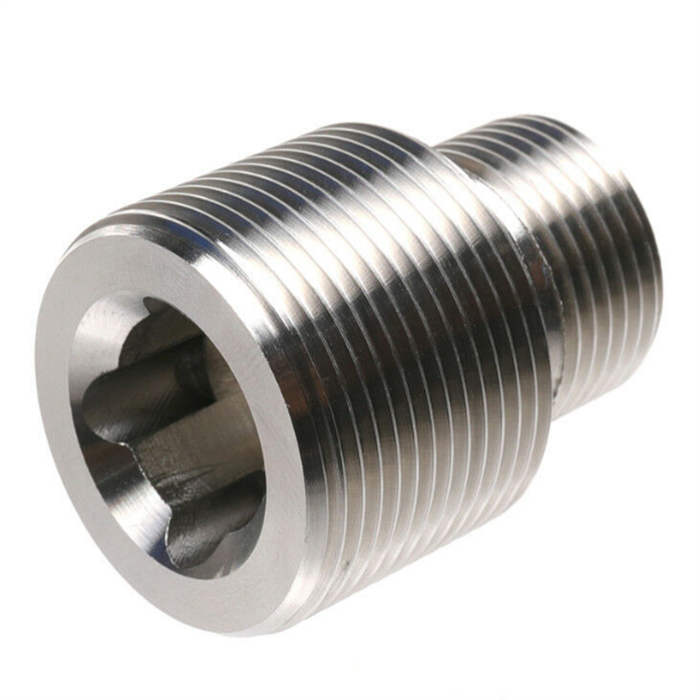 Custom CNC Machined Stainless Steel hollow male female Threaded Oil Filter Adapter thread nuts