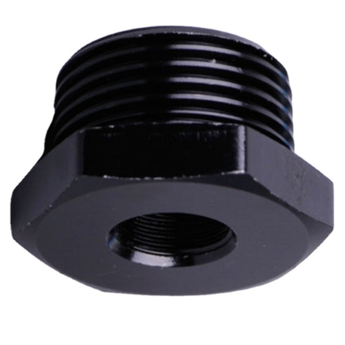 Black Anodized Aluminum Custom CNC hex internal Threaded male female thread Oil Filter Adapter