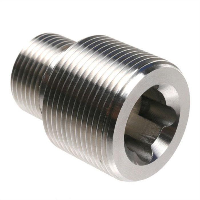 Custom CNC Machined Stainless Steel hollow male female Threaded Oil Filter Adapter thread nuts