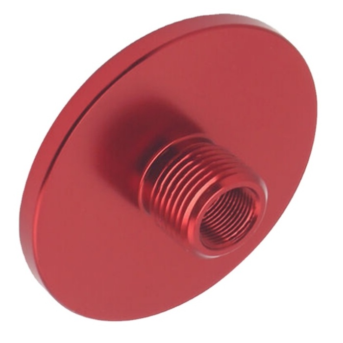 New CNC Machined Red aluminum Universal Car Automotive male female Threaded Oil Filter flange Adapter