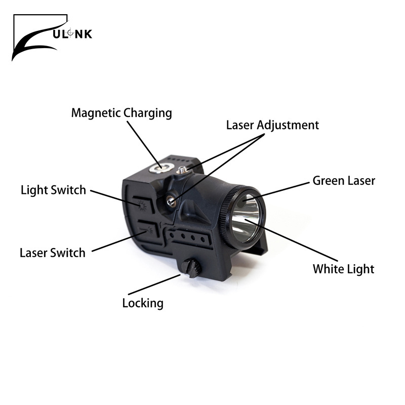 Ulink Green Laser Light Combo Tactical Light 520nm LED Flashlight with Red Beam Light For Hunting