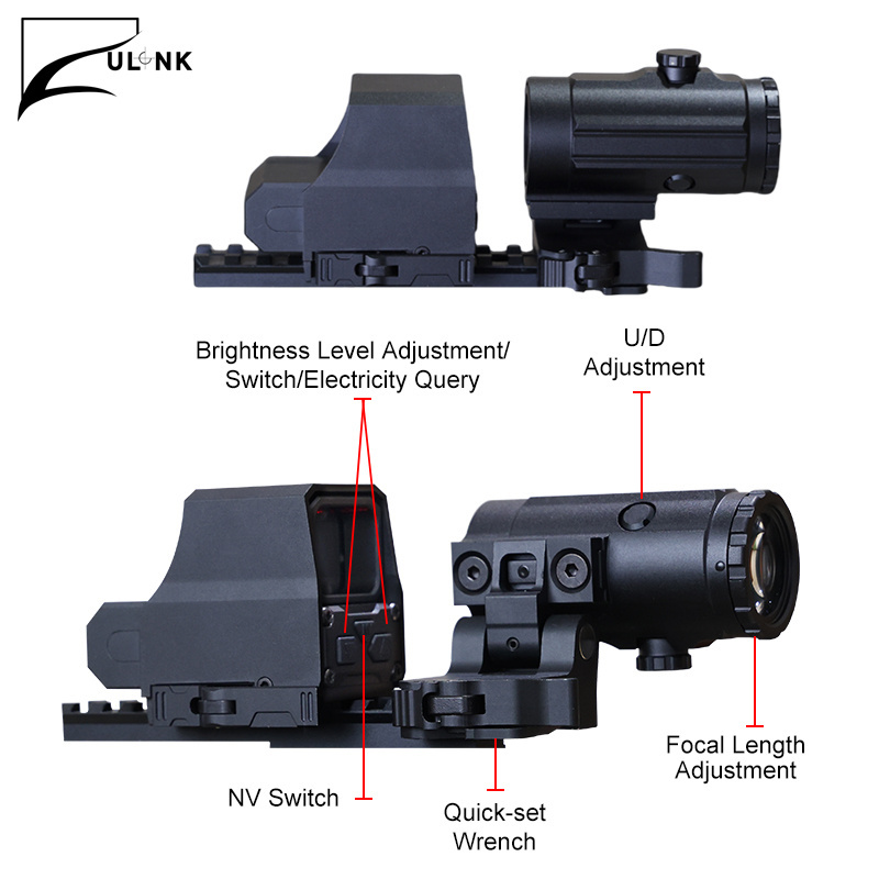 Ulink 3X Magnifier Sight Scope with Switch to Side Quick Detachable QD Mount Apply Red Dot Sight