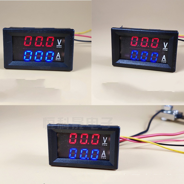 Digital Voltmeter Ammeter Dual Digital Volt Amp Meter Gauge With Lines DC 100V 10A 50A 100A Voltmeter Ammeter LED Detector