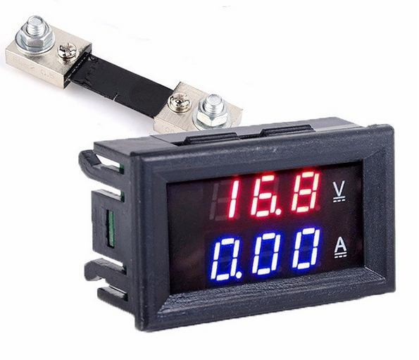 Digital Voltmeter Ammeter Dual Digital Volt Amp Meter Gauge With Lines DC 100V 10A 50A 100A Voltmeter Ammeter LED Detector