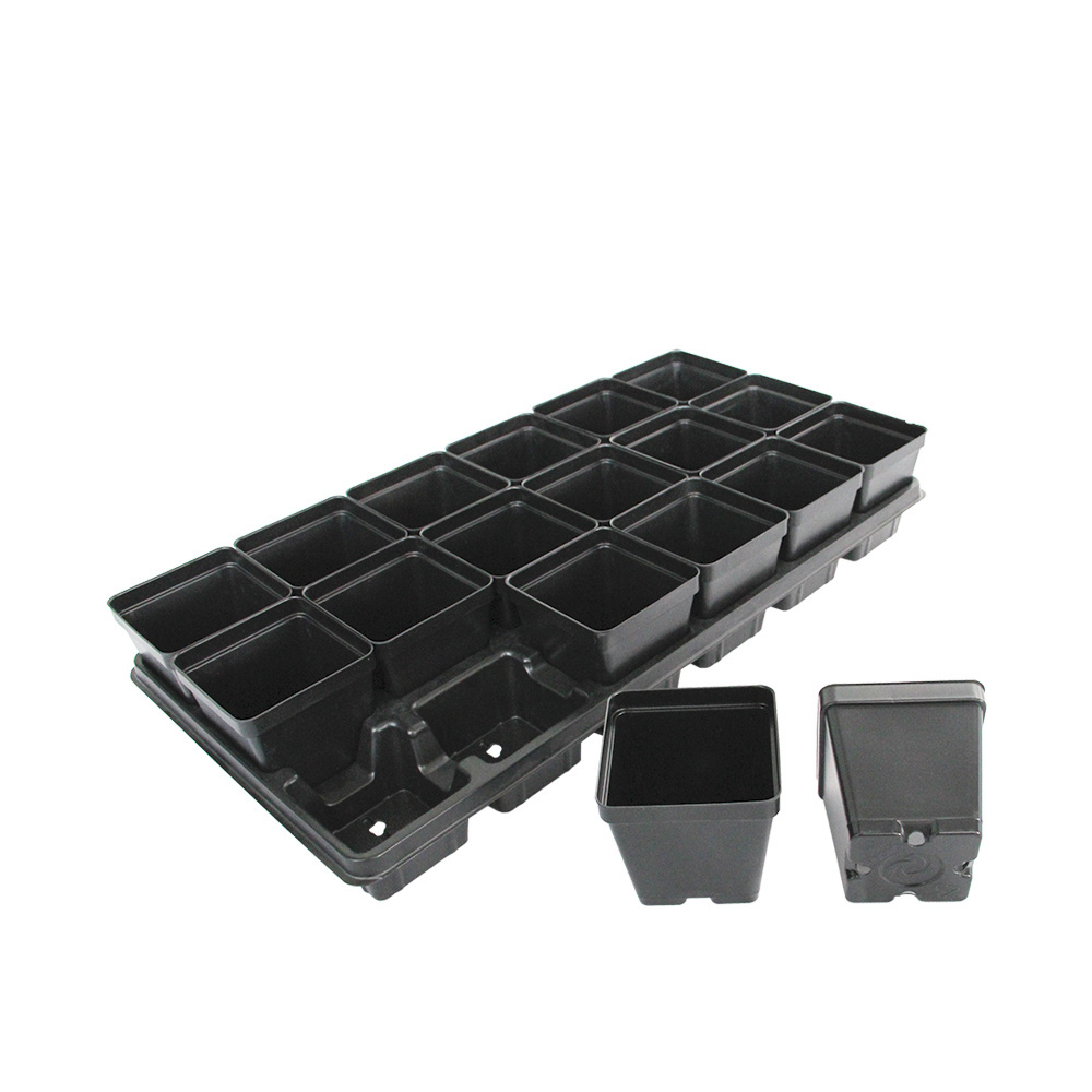 Black Color Plastic Flower Pots Planters Pot Trays Small Square Pots for Succulent plants