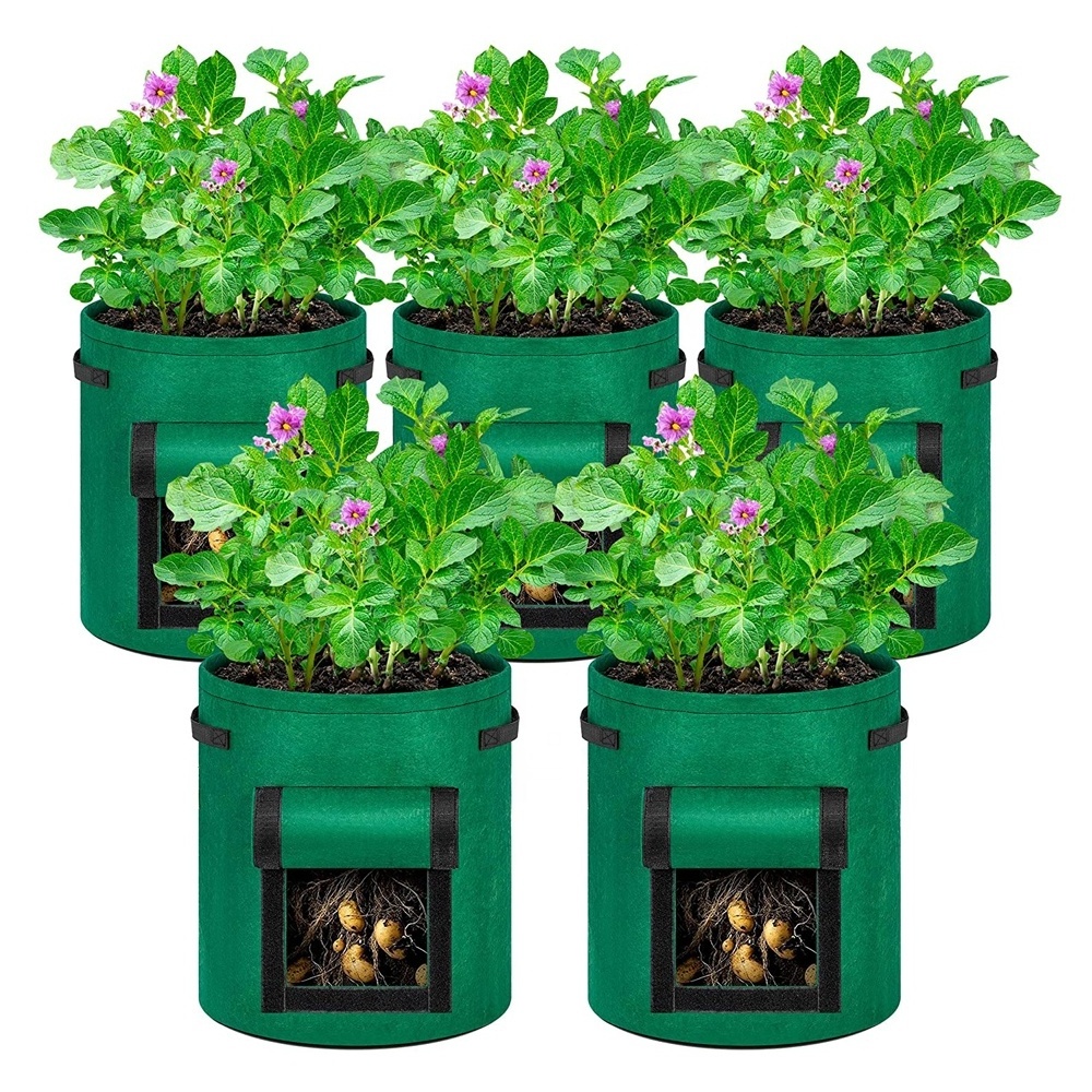 Nursery Garden Aeration Fabric Grow Bags 3 5 7 10 15 20 25 30 Gallon Grow Pots Felt Plant Flower Pots