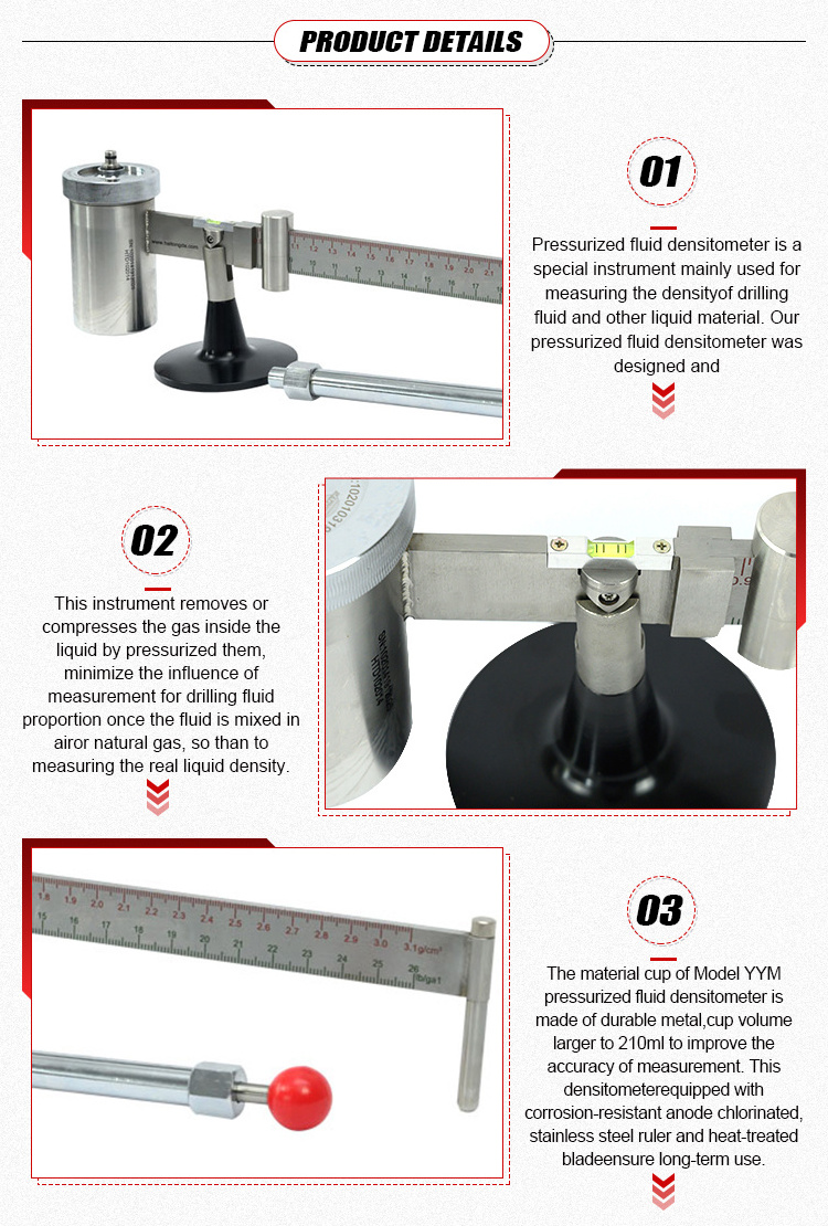 API Standard Metal Pressurized Density Metal Density Meter Scale Cement Slurry Pressure Densimeter