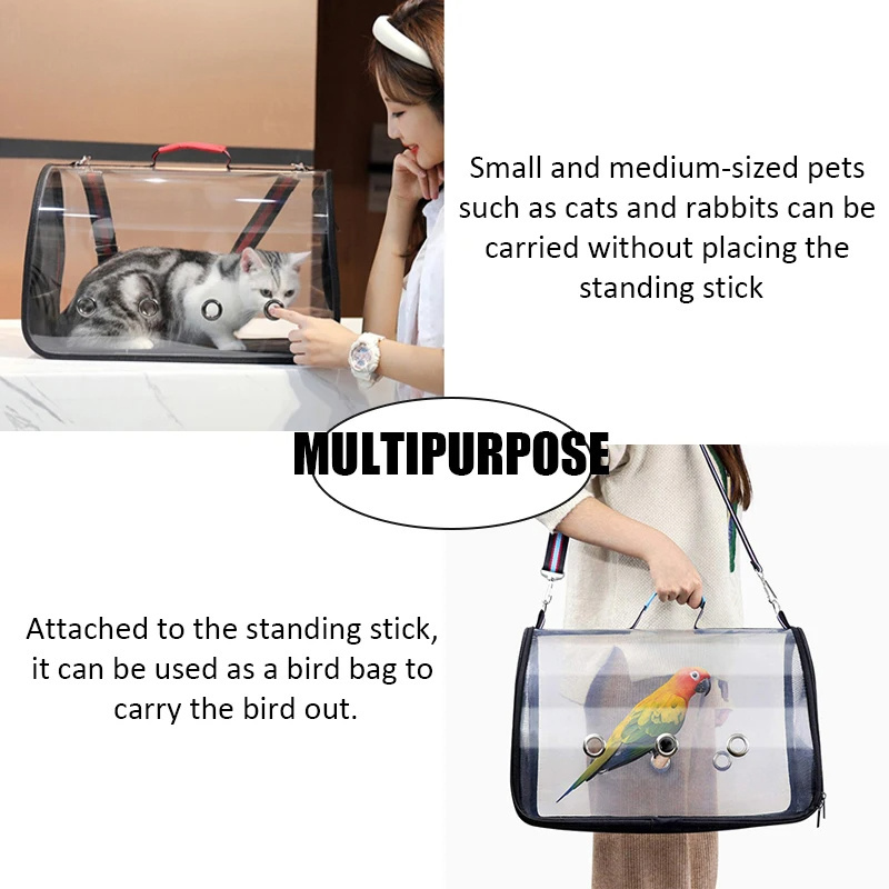 Transparent glossy bird house school bags Backpack Large Space Bird Bag Travel Parrot Bag Cage Portable Breathable Birdcage