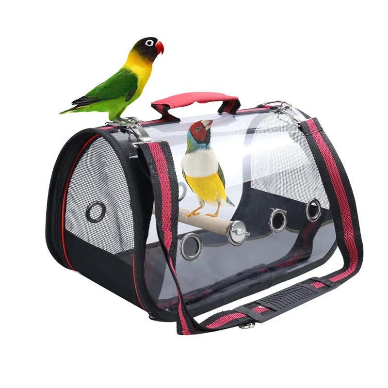 Transparent glossy bird house school bags Backpack Large Space Bird Bag Travel Parrot Bag Cage Portable Breathable Birdcage