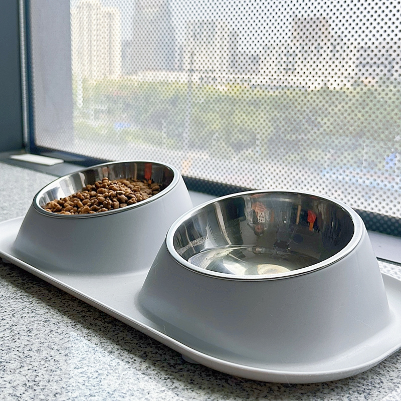 Pet Food Drinking Bowl Pet Feeding elected dog Bowl Stainless Steel  Elevated neck guard bowl