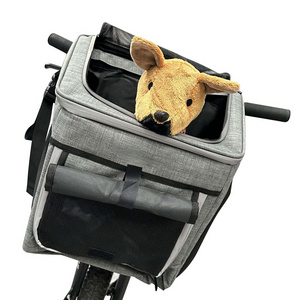 Expandable Foldable Soft-Sided Pet Dog Bike Basket Safe Dog Backpack Bicycle Pet Carrier