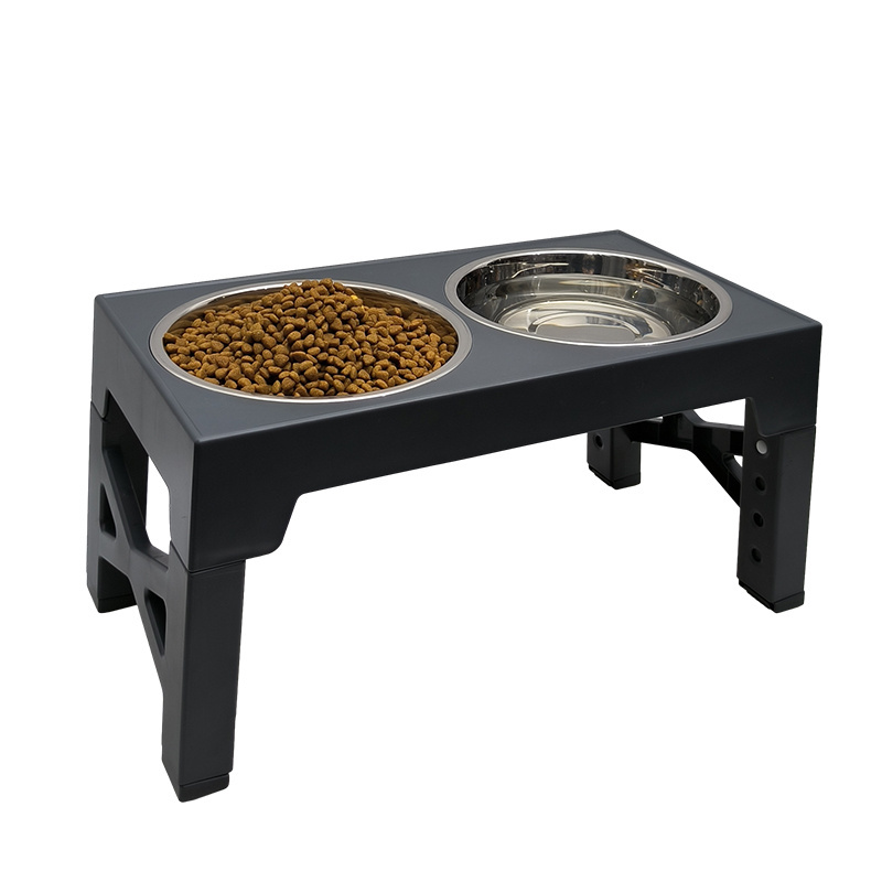 Adjustable Height Dog Stainless Steel Slow Feeder Pet Food Bowl Elevated Raised Dog Bowls Stand for Pet