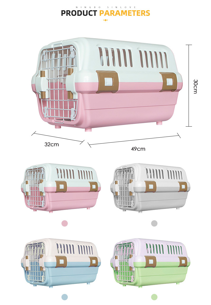 Airline Shipping Approved car Portable Plastic Pet Dog Transport Box Air Travel Kennel Carrier Crate Cage