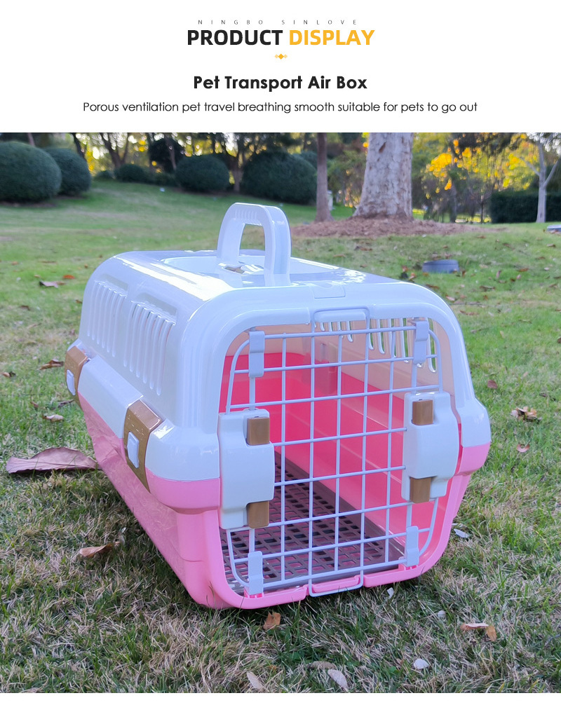 Airline Shipping Approved car Portable Plastic Pet Dog Transport Box Air Travel Kennel Carrier Crate Cage