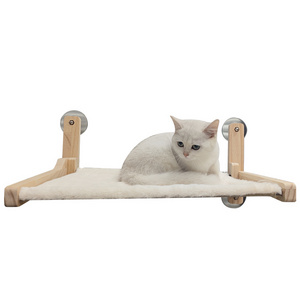 Custom Solid Wood Cat Claw Board Hammock Suction Cup Window Hanging Cat Nest Balcony Folding View Cat Swing