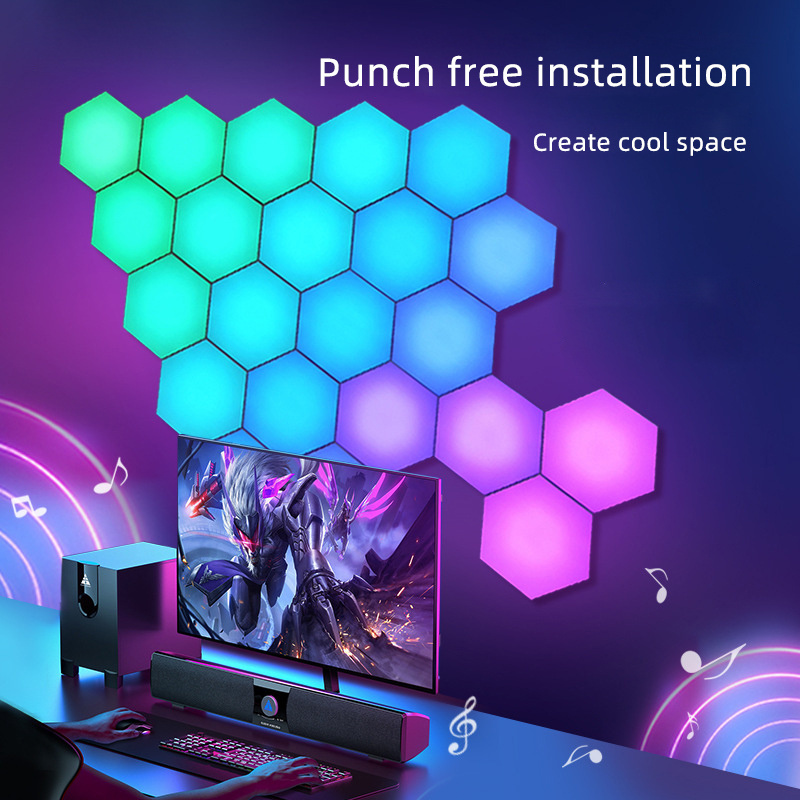 Hexagon Wall Light LED Panel - Smart APP RGB Hexagonal Modular Gaming Light Music