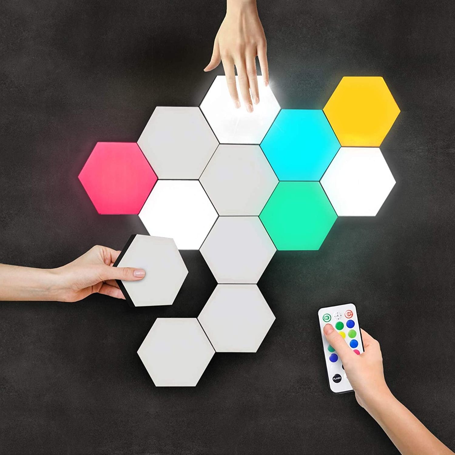 Hexagon Wall Light LED Panel - Smart APP RGB Hexagonal Modular Gaming Light Music