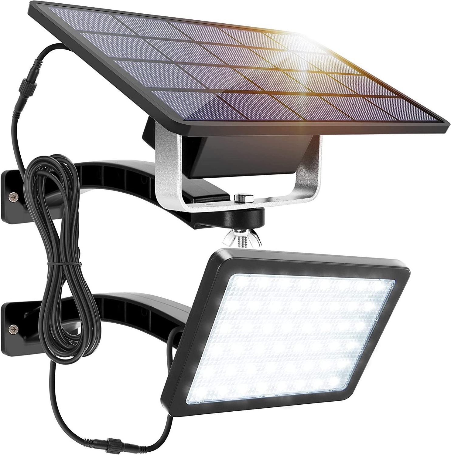 1000 Lumens 48 LED Solar Lights Outdoor Bright JACKYLED Solar Dusk to Dawn Light with 5500mAh Battery