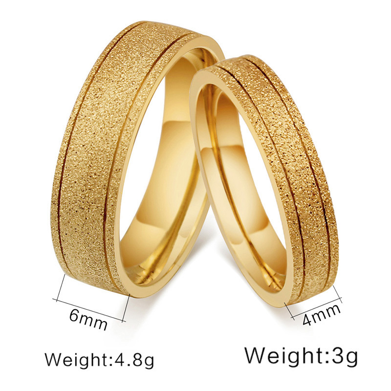 Online Sell Matting Gold Plated Wedding Stainless Steel Couple Rings