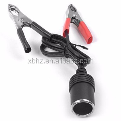 car Cigarette Lighter socket with battery clamp clips