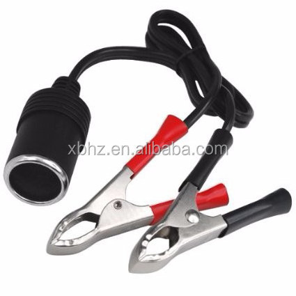 car Cigarette Lighter socket with battery clamp clips