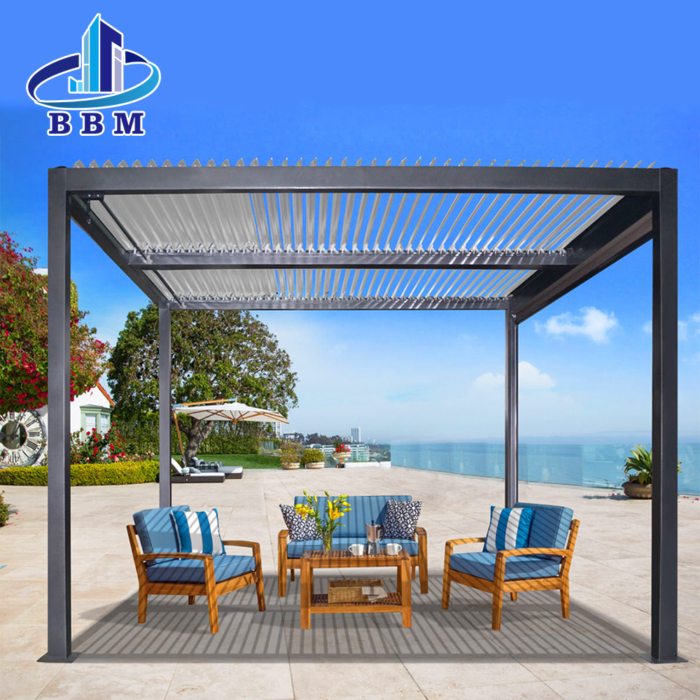 Sunshade Modern Waterproof Awning Luxury Garden Gazebo Rotatable Blade Aluminum Profile Pergola