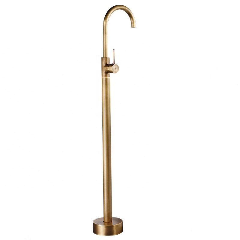 Antique Gold Bathtub Faucet Floor Stand Bathroom Faucet Light Luxury Mixer Bathroom Faucets