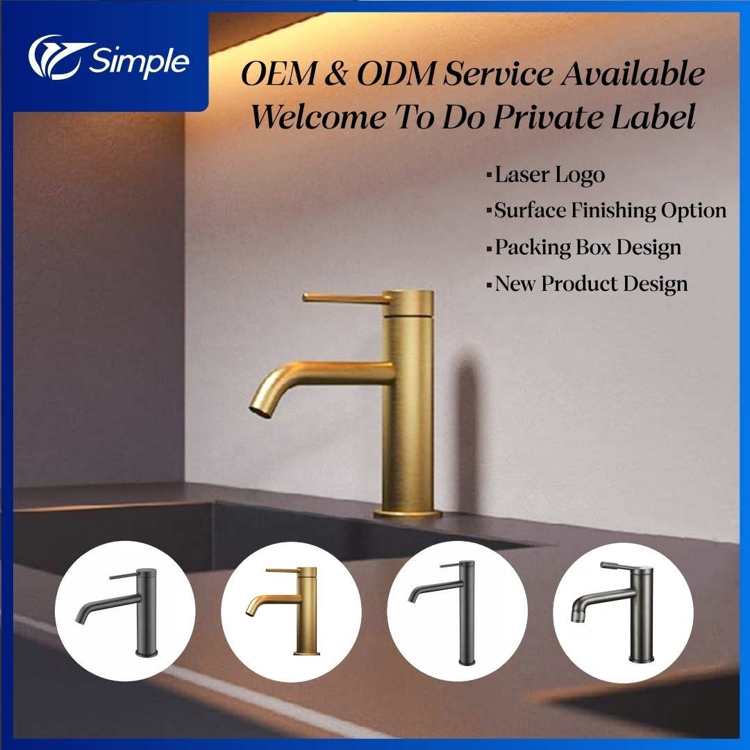 Brushed Brass Tap High Quality Gold Bathroom Sink Faucet Hot Water Faucet