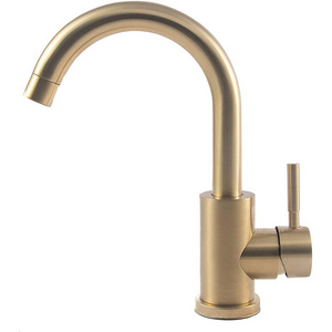 304 stainless steel kitchen faucet gold brushed wash basin cold and hot water mixer wash basin rotary faucet