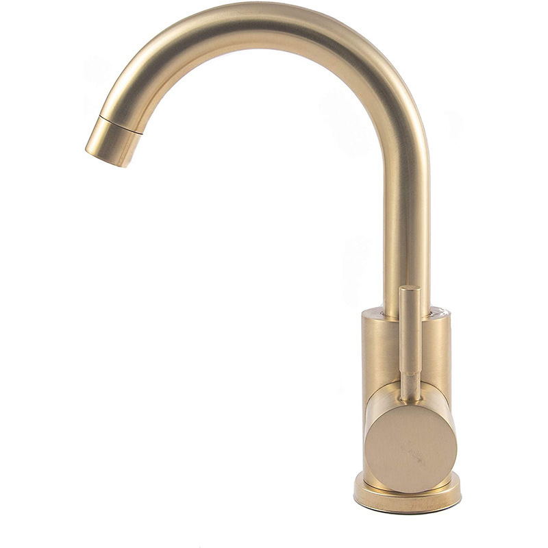 304 stainless steel kitchen faucet gold brushed wash basin cold and hot water mixer wash basin rotary faucet