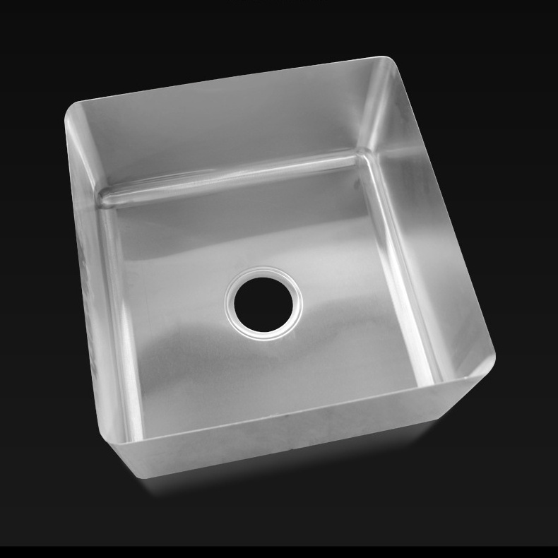 304 Customized Industrial Weld Sink Rectangular Inside Table Sink Bowl Handmade Fabricated Commercial Kitchen Stainless Steel