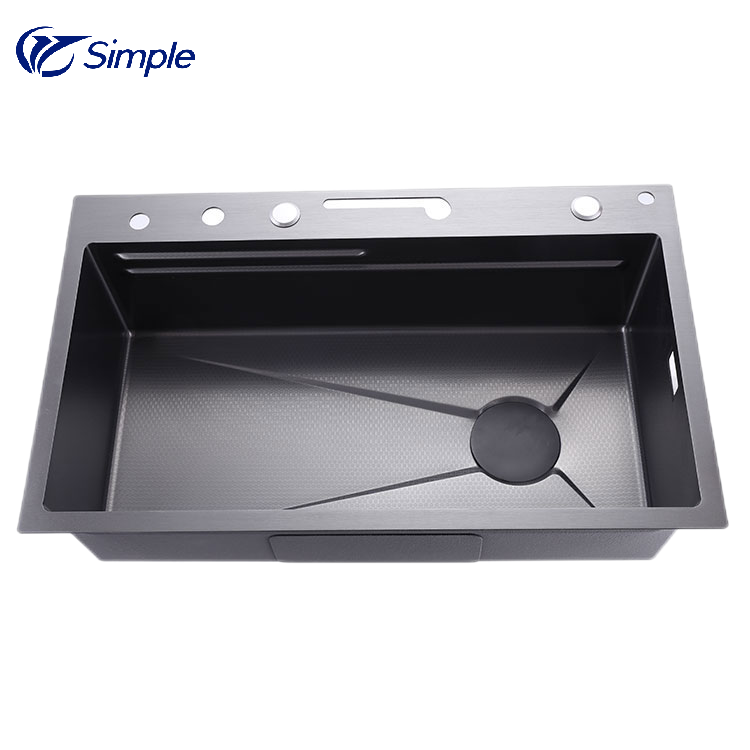 Anti-Scratch 304 Stainless Steel Sink Kitchen Single Slot Multifunction LED Digital Display Waterfall Kitchen Sink Cup Washer