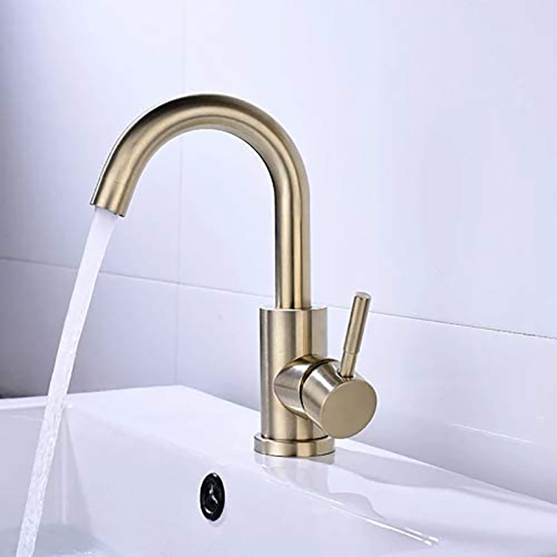 304 stainless steel kitchen faucet gold brushed wash basin cold and hot water mixer wash basin rotary faucet